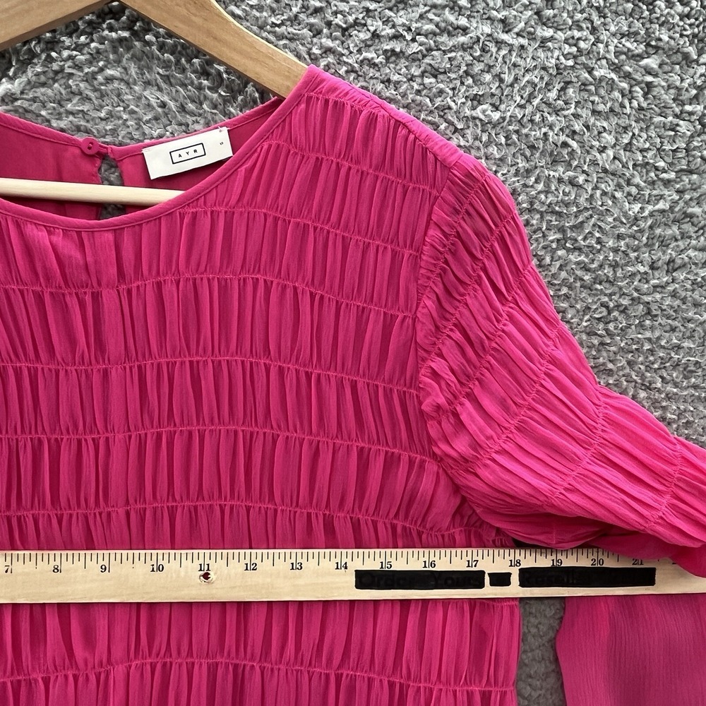 AYR Dress Womens Small Pink The Something Special Silk Relaxed Smocked Midi - Picture 5 of 13